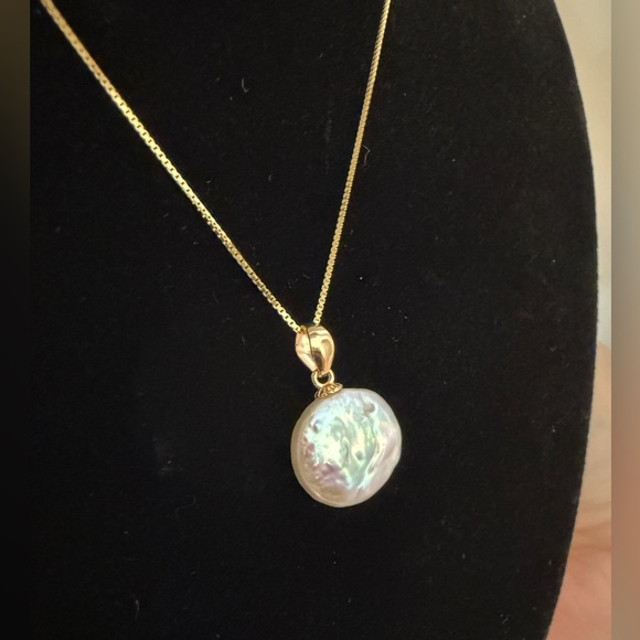 Pearl Button Coin Sterling Silver Necklace - Picture 7 of 8